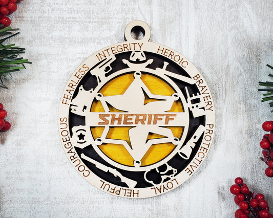 Sheriff Ornament - emt gift, paramedic, cop, police gift, thin blue line gift, first responder, christmas ornament, custom ornament