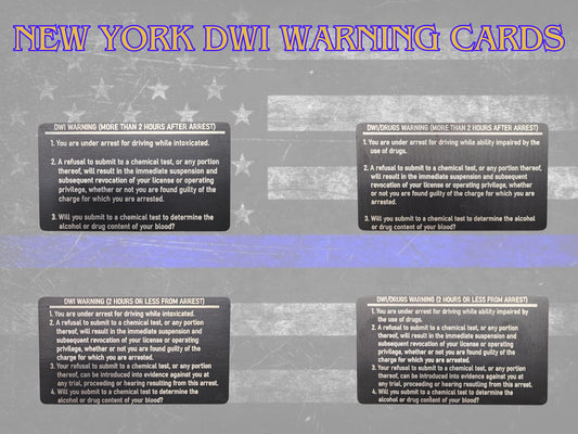 New York DWI Warning Metal Cards - New York, law enforcement cards, dwi cards, police cards