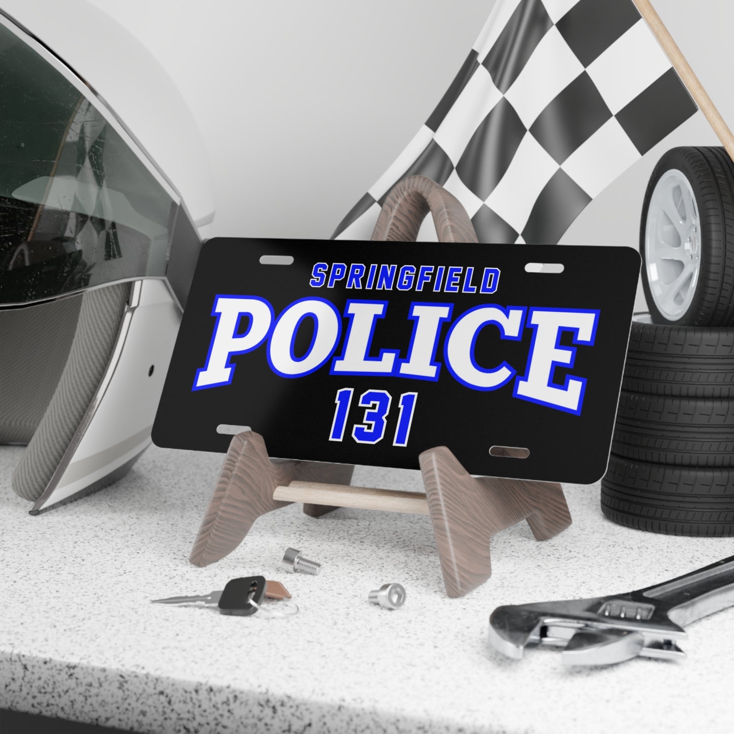 Police Department License Plate, Customizable Law Enforcement Badge Number Plate, Black Blue Green White Grey, Thin Blue Line Decor, Cop