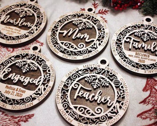 Custom Family Christmas Ornaments - christmas ornaments, first christmas, custom ornaments