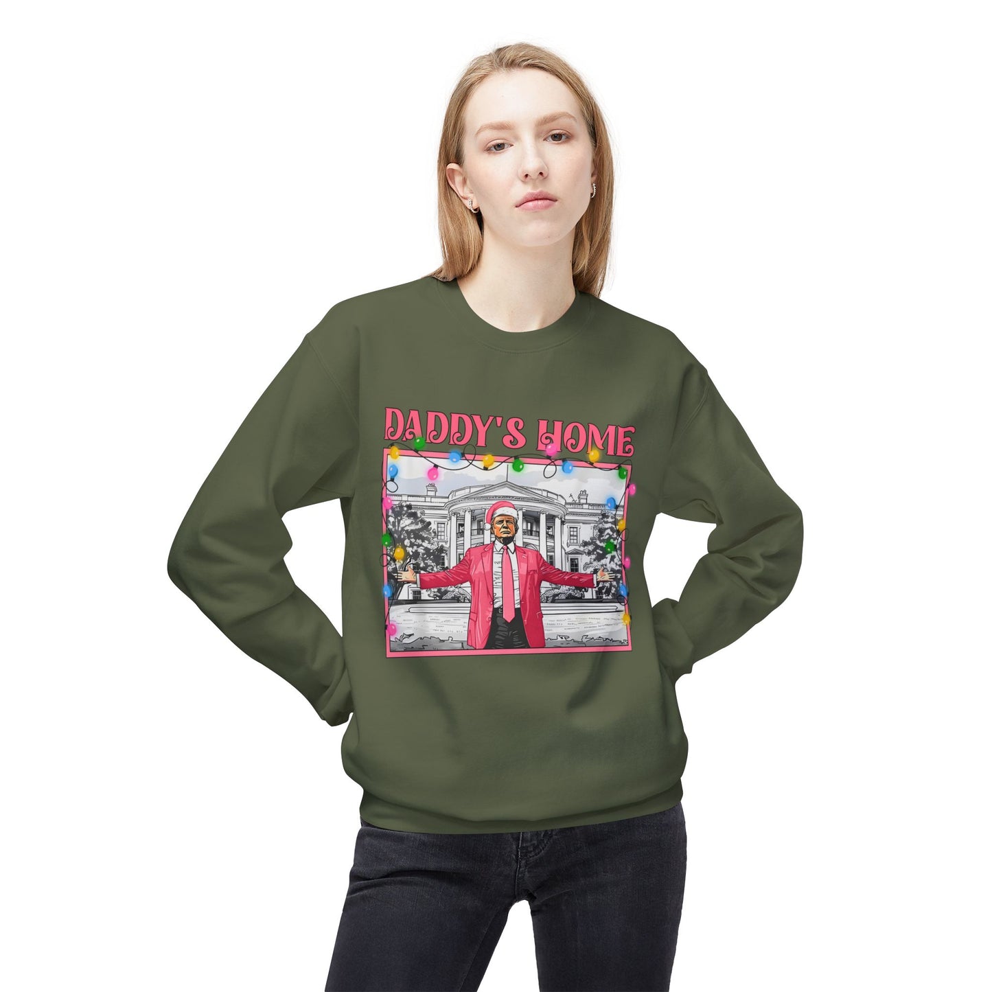 Trump Christmas Sweater, Political Xmas Jumper, Daddy's Home Sweatshirt, Funny Holiday Pullover, Presidential Gift, Men Women Unisex Top
