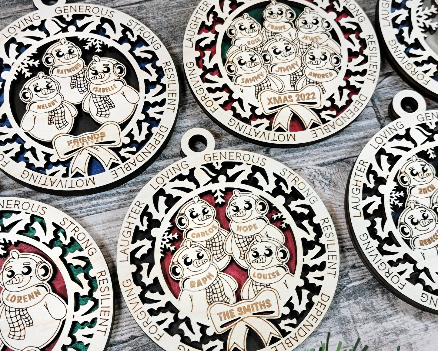 Custom Snow People Family Ornaments - Christmas ornaments, family Christmas, family ornaments