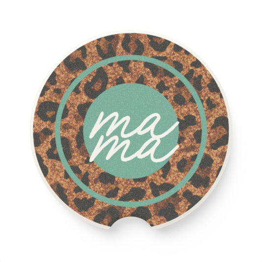 Mama Leopard Print Soapstone Car Coaster, Cute Gift for Moms, Car Accessories, Interior Decor, Mother's Day Gift, Practical Coasters
