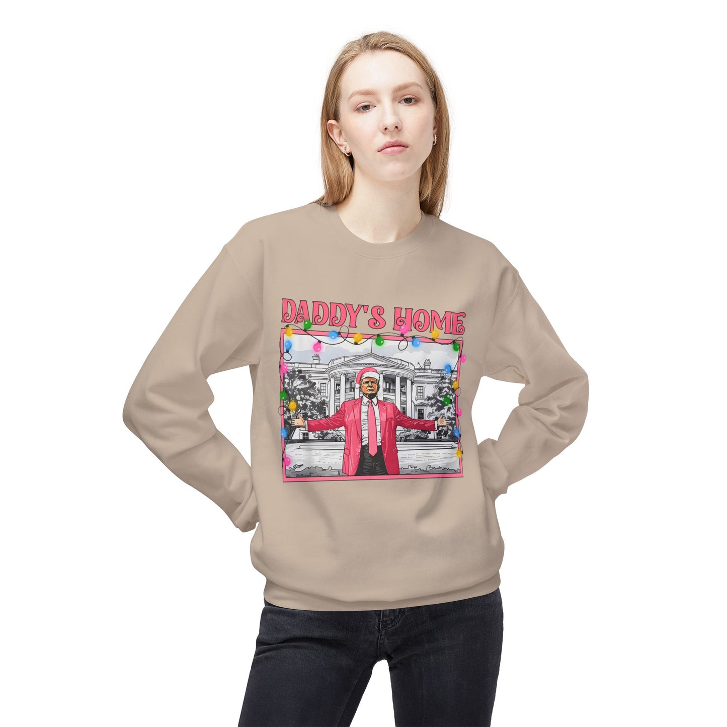 Trump Christmas Sweater, Political Xmas Jumper, Daddy's Home Sweatshirt, Funny Holiday Pullover, Presidential Gift, Men Women Unisex Top