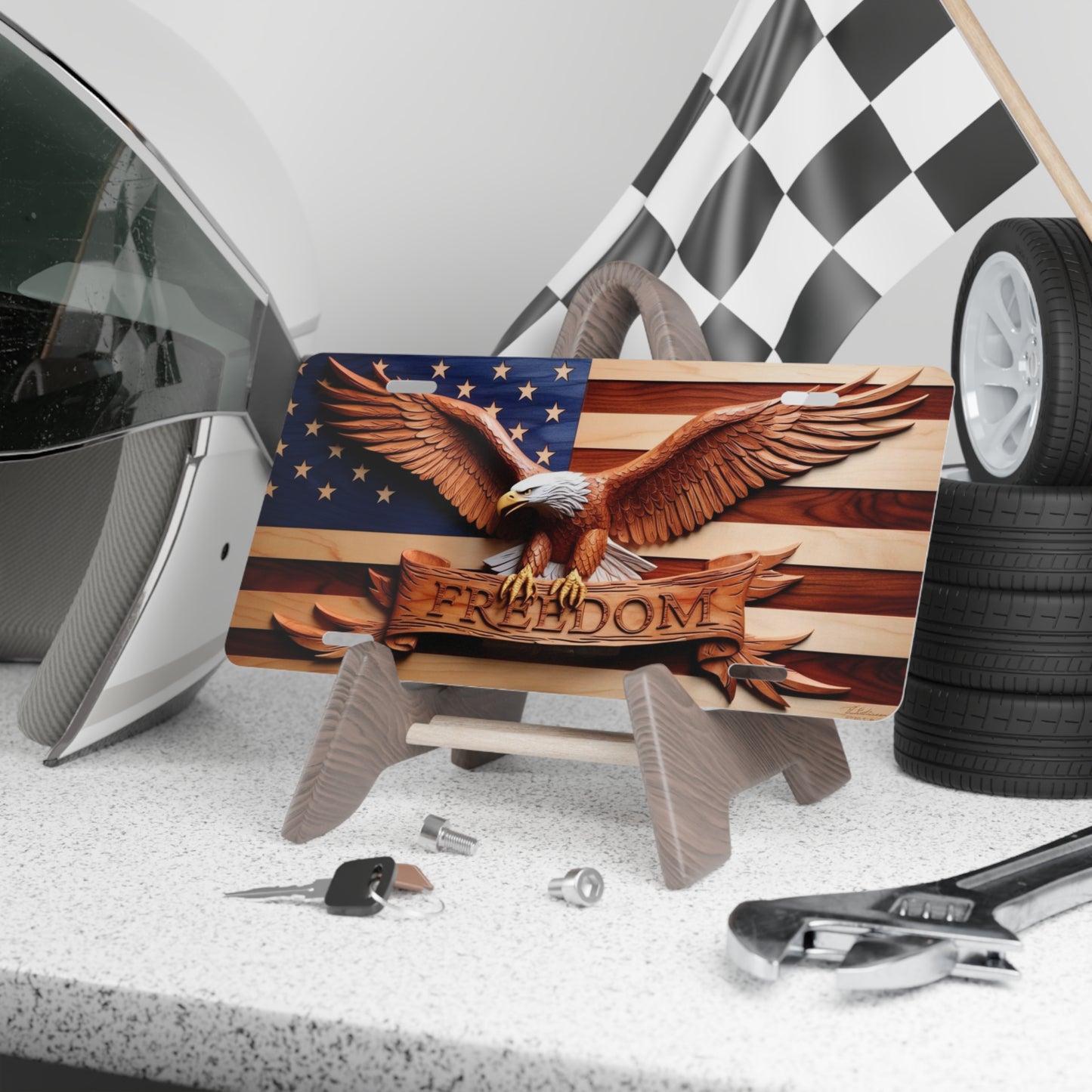 License Plate, Patriotic Car Tag, American Flag Eagle Vanity Plate, Freedom Auto Plate, USA Metal Sign