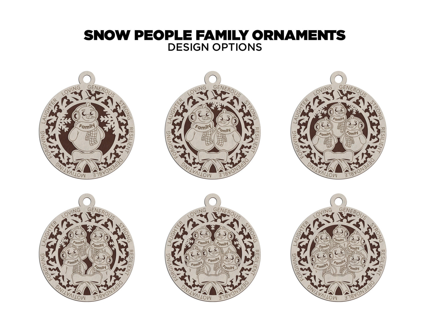 Custom Snow People Family Ornaments - Christmas ornaments, family Christmas, family ornaments