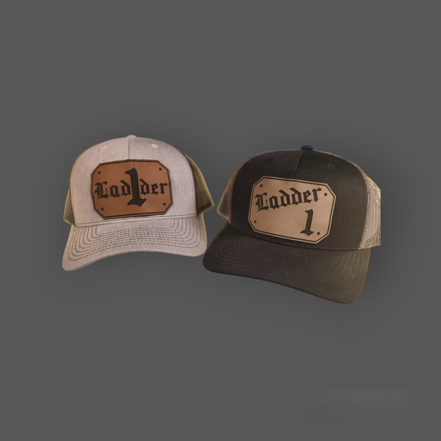 Custom Firefighter Leather Patch Hat - Richardson 112, passport, engine, ladder, fire hat
