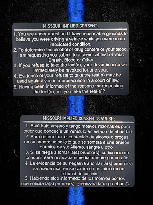 Missouri Implied Consent English/Spanish - missouri, cops, trooper, dwi, impaired driving