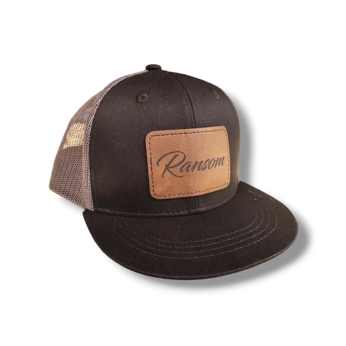 Youth Trucker Leather Patch Hat - kids gift, kids name hat, youth name hat, youth hat, youth custom hat