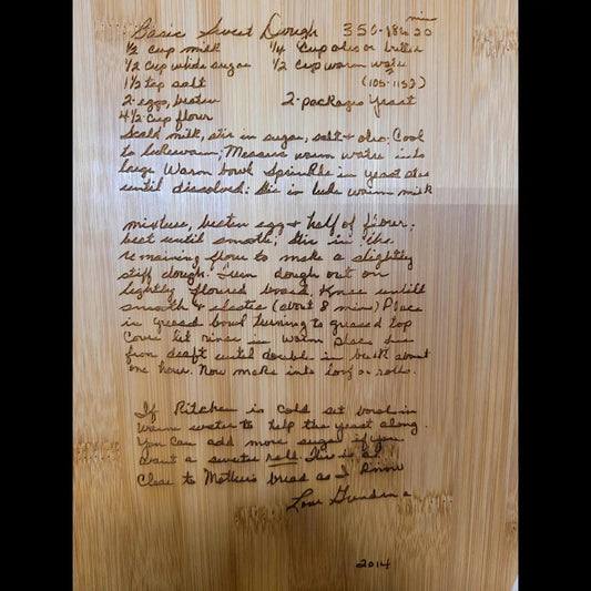 Personalized cutting board - handwritten, recipe, note, recipe cutting board, engraved handwriting