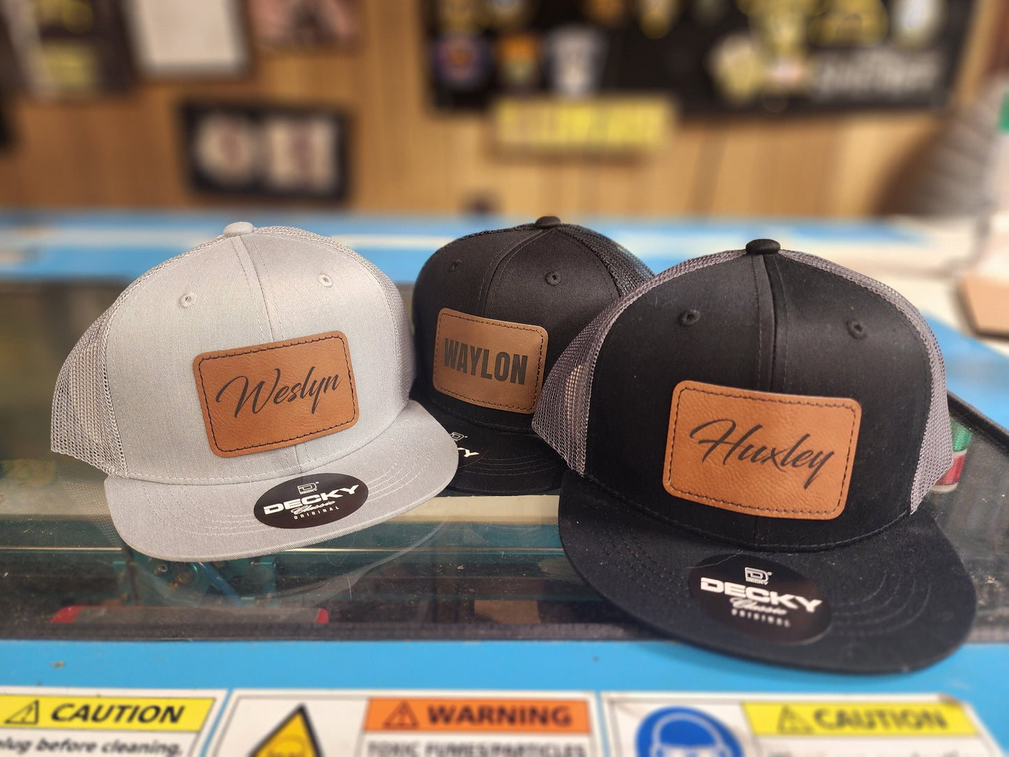 Youth Trucker Leather Patch Hat - kids gift, kids name hat, youth name hat, youth hat, youth custom hat