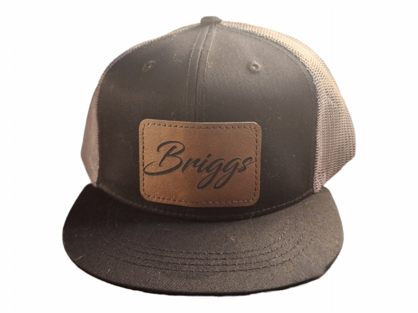 Youth Leather Patch Flat Bill Hat - kids gift, kids name hat, youth name hat, youth hat, youth custom hat