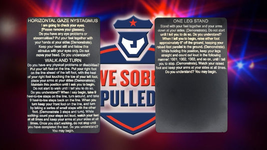 Metal NHTSA SFST Guidelines Card - field sobriety, law enforcement, cops, police, sheriff, metal card, thin blue line, trooper, dwi