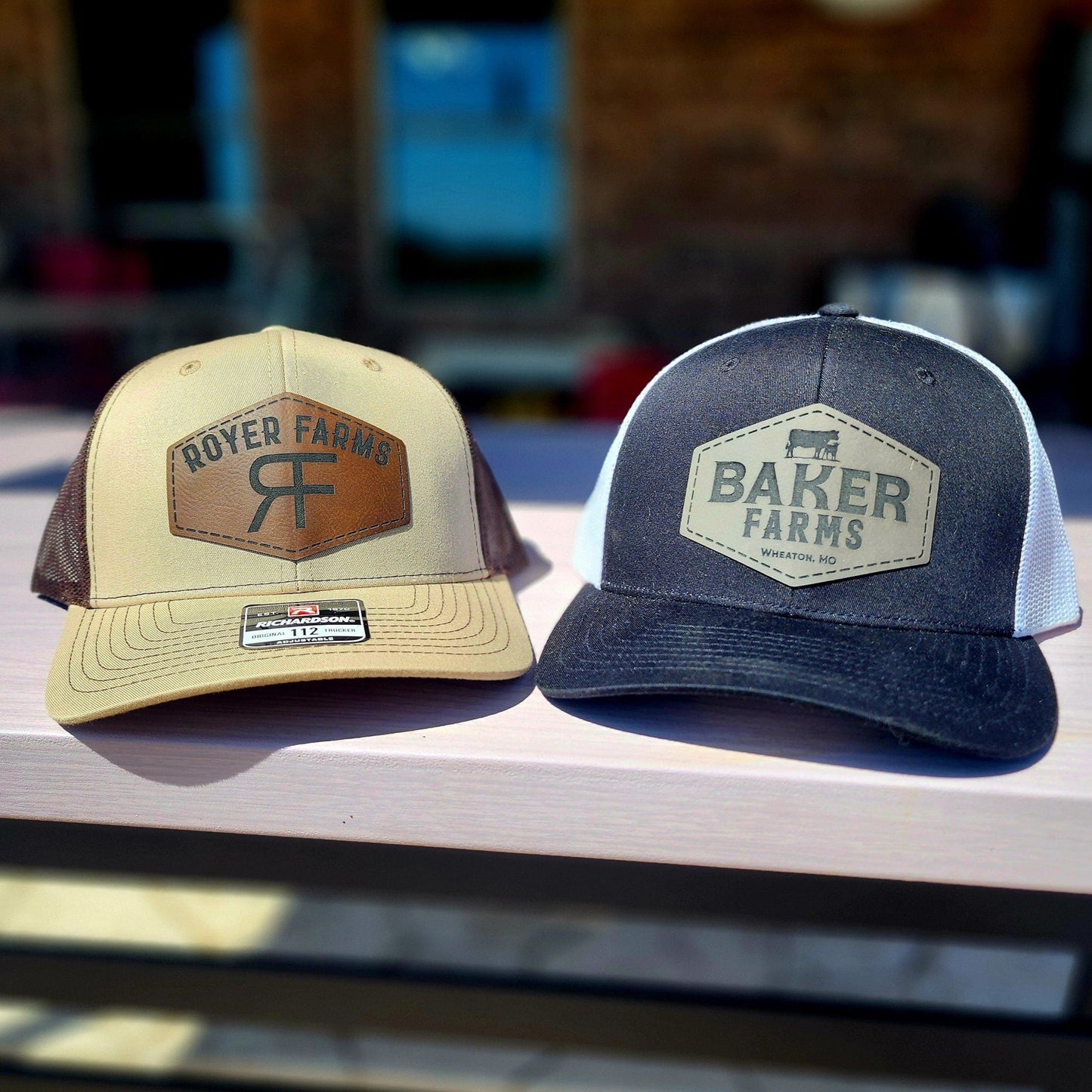 Custom Leather Patch Richardson 112 Hat Multiple Hats- bulk, custom hat, business advertising, patch hat