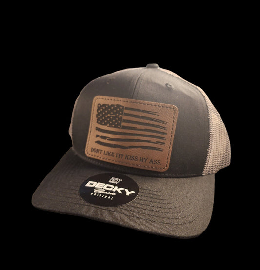American Flag Don't Like It Leather Patch Hat - custom hat, American hat, flag hat