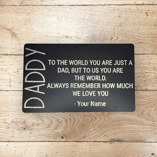 Custom Father's Day Wallet Card - from kids for father, from son or daughter for father, for dad