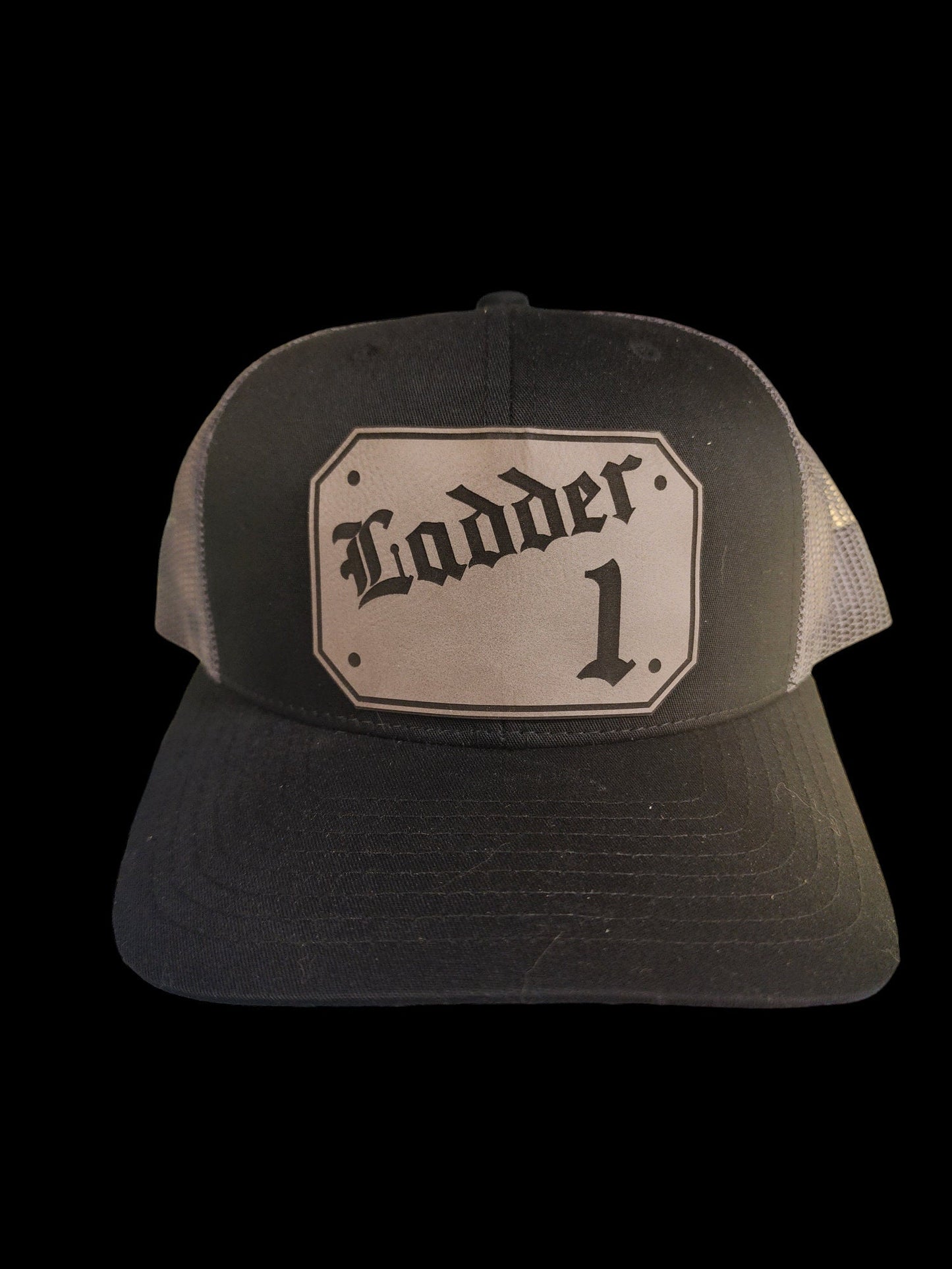 Custom Firefighter Leather Patch Hat - Richardson 112, passport, engine, ladder, fire hat