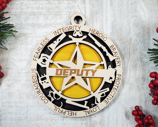 Deputy Ornament - emt gift, paramedic, cop, police gift, thin blue line gift, first responder, christmas ornament, custom ornament