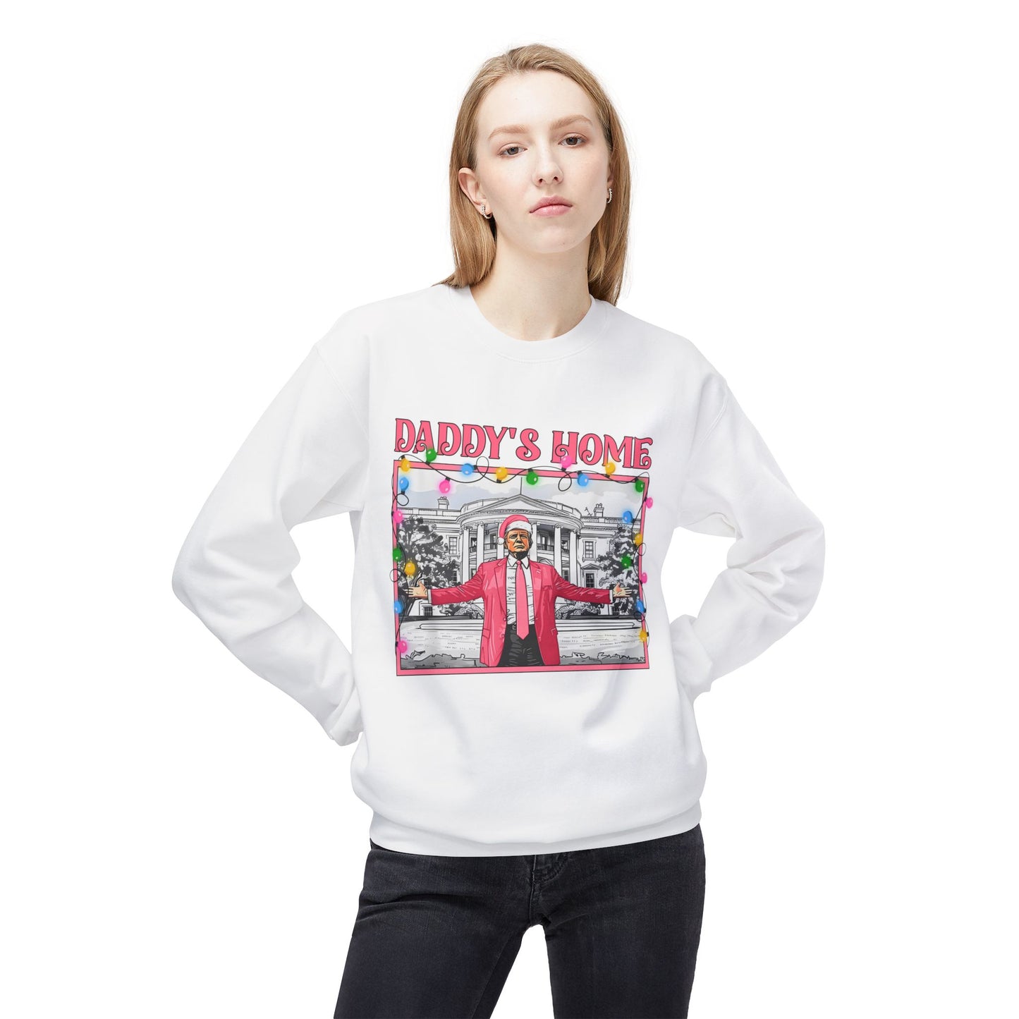 Trump Christmas Sweater, Political Xmas Jumper, Daddy's Home Sweatshirt, Funny Holiday Pullover, Presidential Gift, Men Women Unisex Top