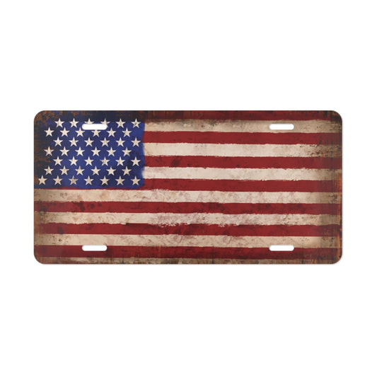 Aluminum License Plate, USA Flag Vanity Plate, Patriotic Car Tag, Vintage American Flag Plate, Gift for Him, Gift for Her, Car Accessories,