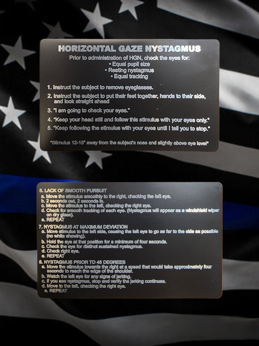 Metal HGN Card - field sobriety, law enforcement, cops, police, sheriff, metal card