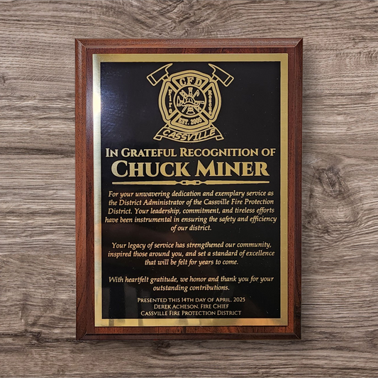Traditional Value Plaque - award, retirement, recognition, company award