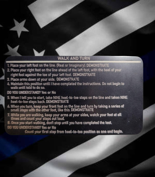 Metal SFST Card - field sobriety, law enforcement, cops, police, sheriff, metal card