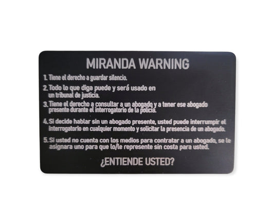 Indiana Spanish Miranda Warning & Pirtle Warning - Indiana, miranda warning, police, sheriff, trooper