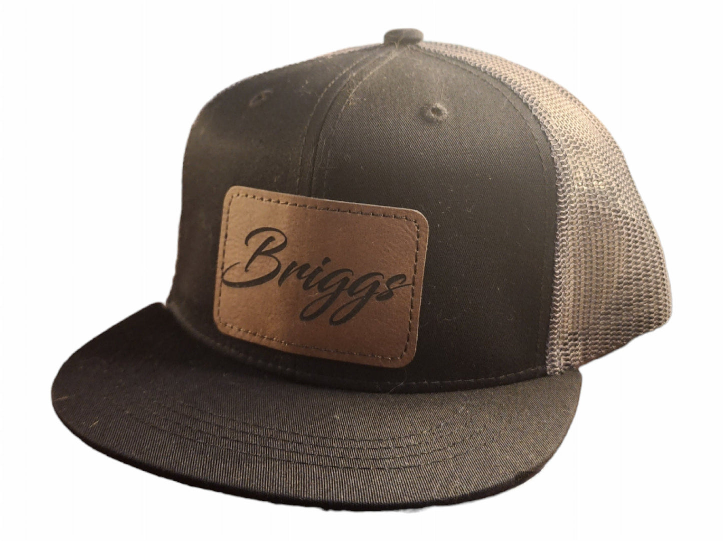 Youth Leather Patch Flat Bill Hat - kids gift, kids name hat, youth name hat, youth hat, youth custom hat