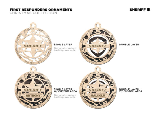 Sheriff Ornament - emt gift, paramedic, cop, police gift, thin blue line gift, first responder, christmas ornament, custom ornament