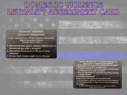 Metal Domestic Violence Lethality Assessment Card - law enforcement, police, sheriff, metal card, trooper gift