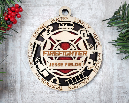 Firefighter Christmas Ornament - emt gift, paramedic, cop, police gift, thin blue line gift, first responder, christmas ornament