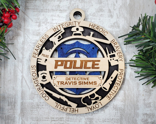 Police Ornament - emt gift, paramedic, cop, police gift, thin blue line gift, first responder, christmas ornament, firefighter gift