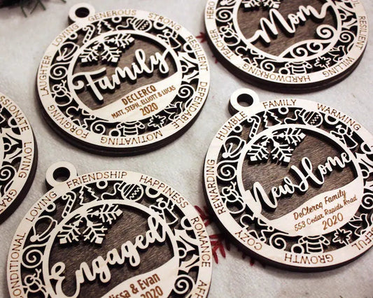 Custom Family Christmas Ornaments - christmas ornaments, first christmas, custom ornaments