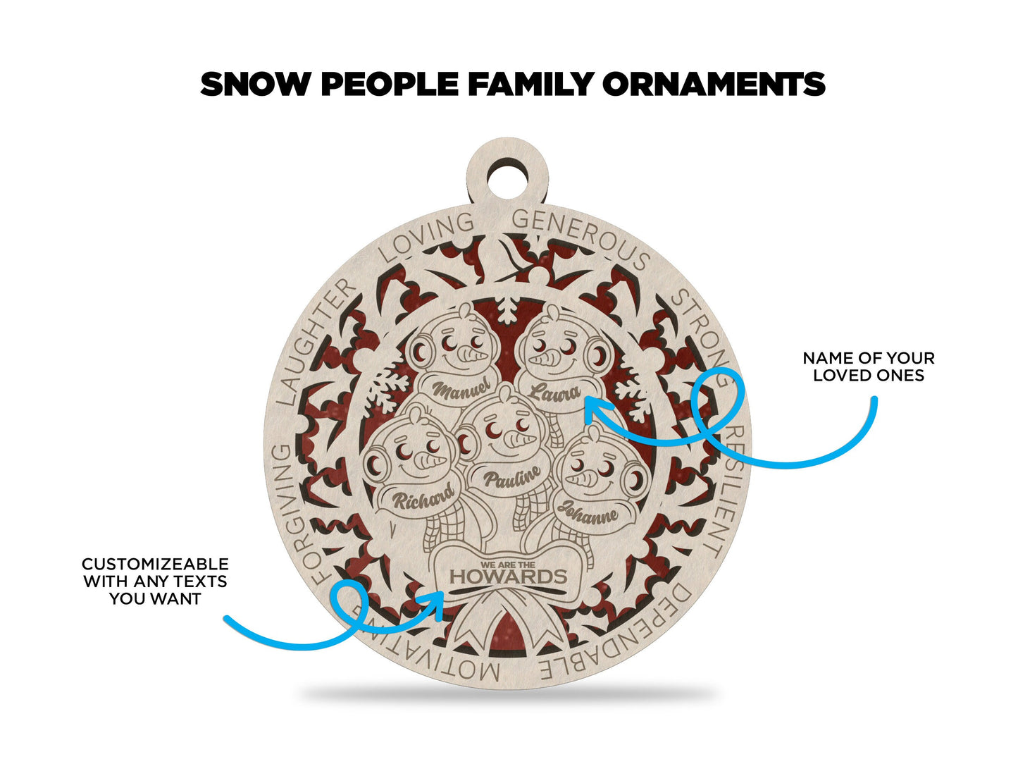 Custom Snow People Family Ornaments - Christmas ornaments, family Christmas, family ornaments