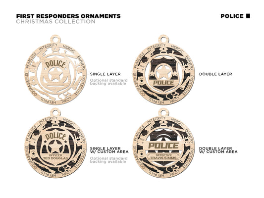 Police Ornament - emt gift, paramedic, cop, police gift, thin blue line gift, first responder, christmas ornament, firefighter gift