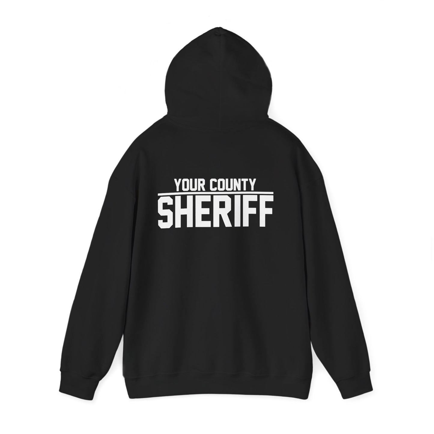 Custom Police/Sheriff Hoodie | Back/Chest Police Badge Text