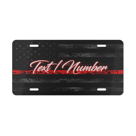Vanity Plate, Thin Red Line Firefighters License Plate, Customizable Department Name, Number, Firefighter Gift, Car Accessory, Firefighter
