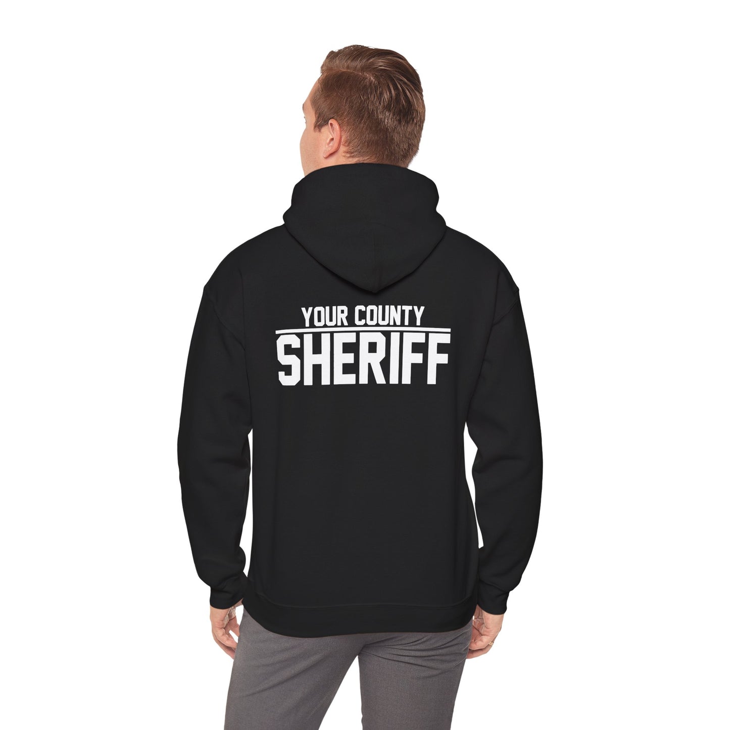 Custom Police/Sheriff Hoodie | Back/Chest Police Badge Text