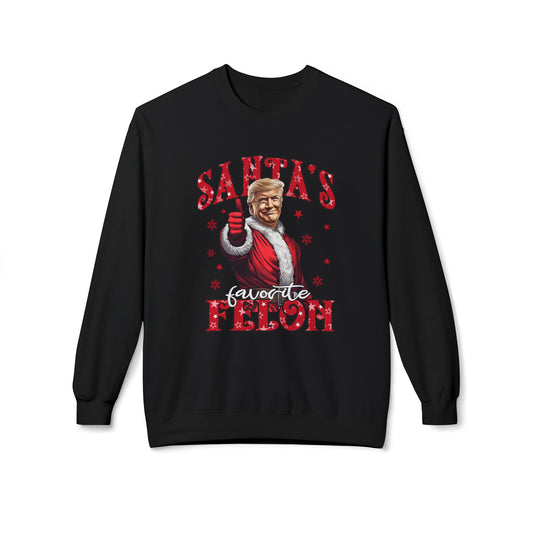 Santa's Favorite Felon Trump Christmas Sweatshirt, Funny Political Holiday Jumper, Humorous President Xmas Pullover, Soft Fleece Crewneck
