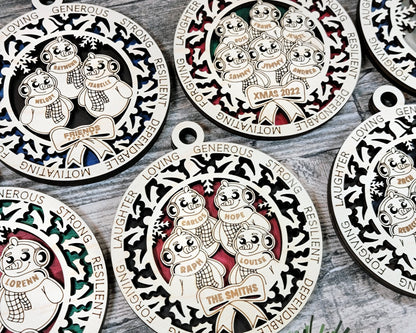 Custom Snow People Family Ornaments - Christmas ornaments, family Christmas, family ornaments