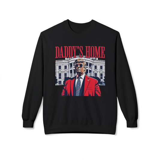 Christmas Trump Daddy's Home Sweatshirt, Funny Holiday White House Jumper, Unisex Fleece Crewneck, Gift for Dad, Winter Apparel, Political