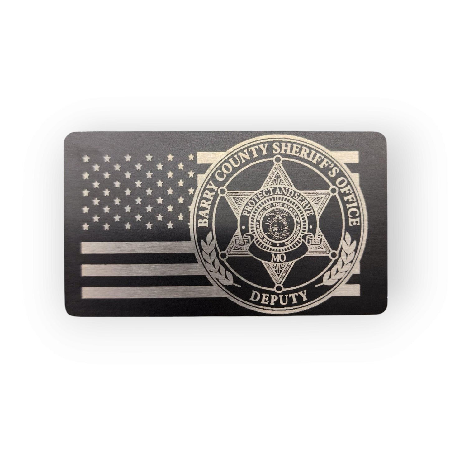 Barry County MO Sheriff Metal Miranda Warning Card - law enforcement, metal, laser engraved, police gift, police gift, trooper, sheriff