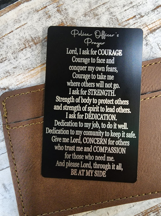 Personalized Police Insert Card, Police Officer's Prayer, Deputy Sheriff's Prayer, LEO Gift, Thin Blue Line