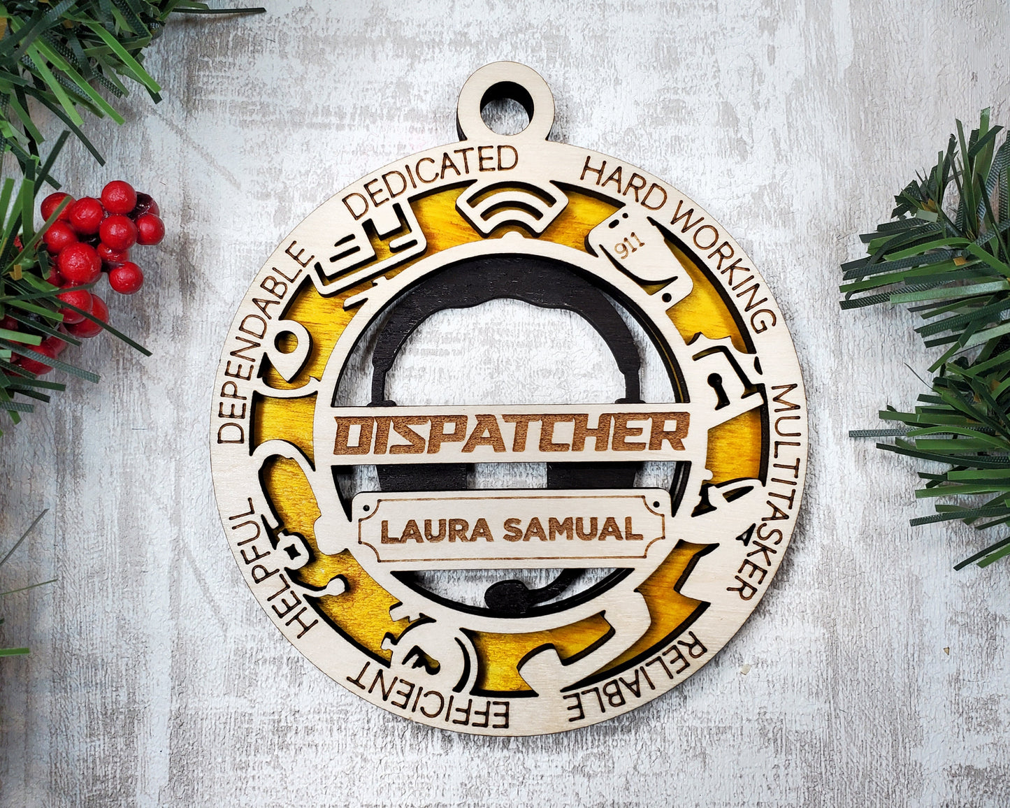 Dispatcher Ornament - emt gift, paramedic, cop, police gift, thin blue line gift, first responder, christmas ornament, firefighter gift
