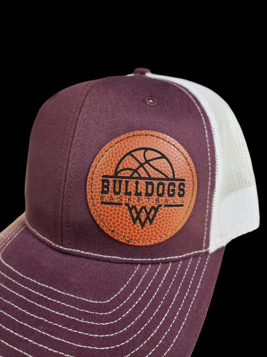 Custom Basketball Leather Patch Richardson Hat - snapback, leather patch hat, school, basketball, basketball leather, custom high school