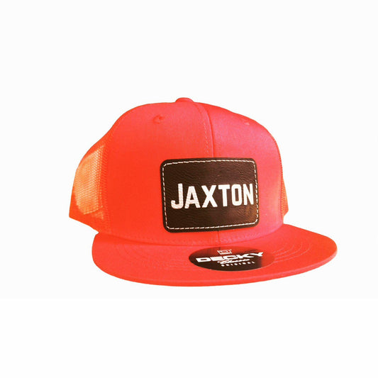 Youth Leather Patch Flat Bill Hat - kids gift, kids name hat, youth name hat, youth hat, youth custom hat