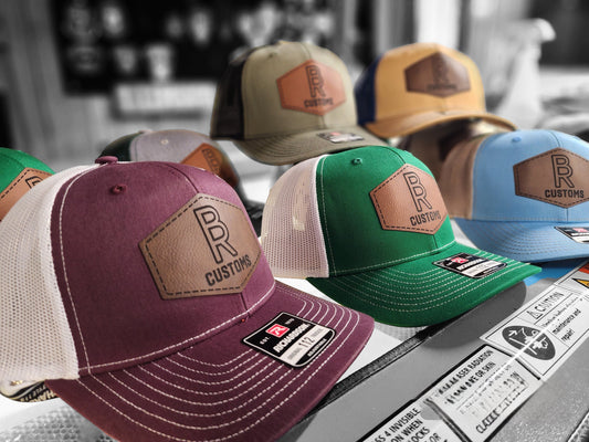 Custom Leather Patch Richardson 112 Hat Multiple Hats- bulk, custom hat, business advertising, patch hat