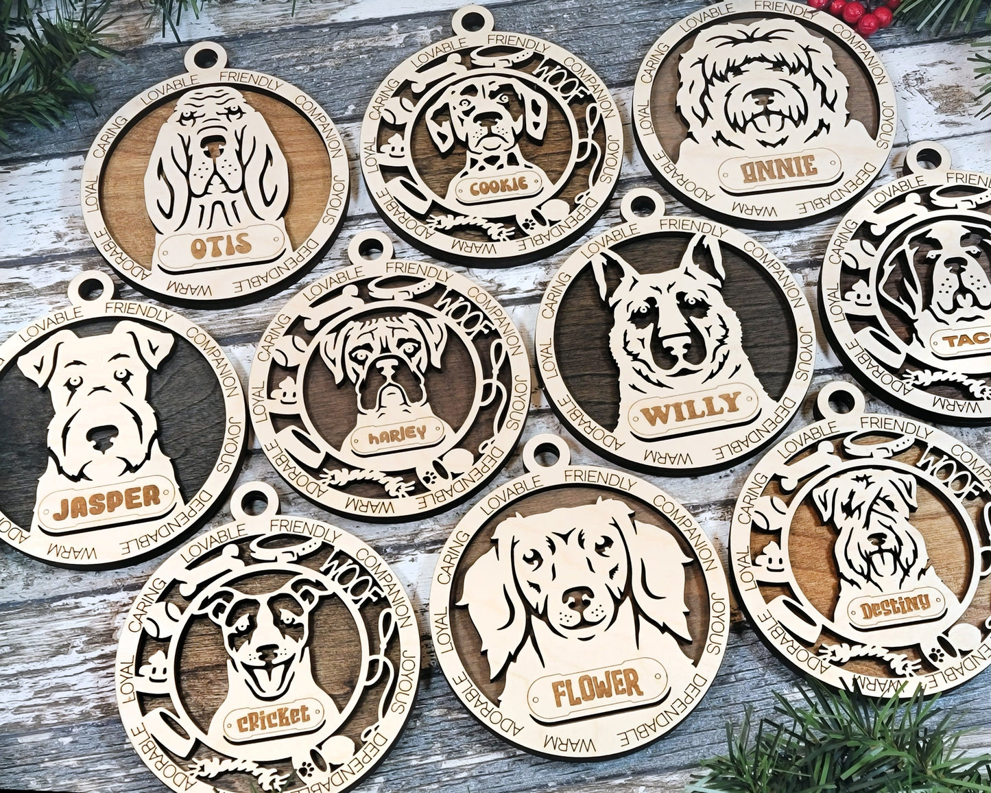 Adorable Dog Ornaments 2 - personalized, custom ornaments, dog ornaments, christmas, dog, pet ornament, boxer, german shepherd