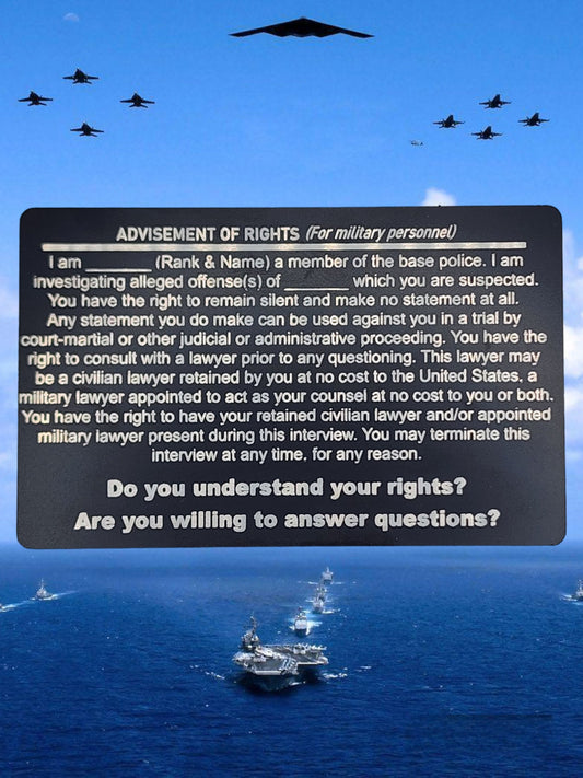US Navy Rights Advisement Card - navy, rights card, rights advisement, security, police